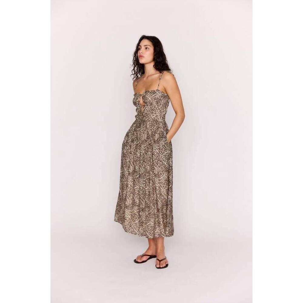 NEW MINKPINK tahlia midi dress in lepoard
